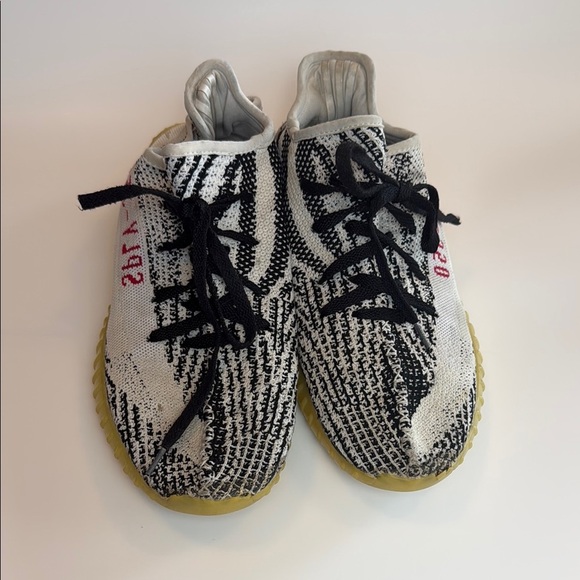 Adidas Yeezy Boost 350 Zebra Black and White Sneakers Size 10 - Picture 1 of 9